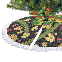 Hawaiian Tropical Plants Lei Tree Skirt Kanaka Maoli Tribal with Palaka Motifs - Polynesian Pride