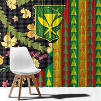 Hawaiian Tropical Plants Lei Window Curtain Kanaka Maoli Tribal with Palaka Motifs - Polynesian Pride