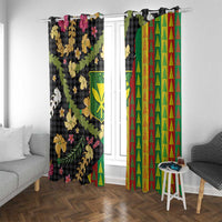 Hawaiian Tropical Plants Lei Window Curtain Kanaka Maoli Tribal with Palaka Motifs - Polynesian Pride