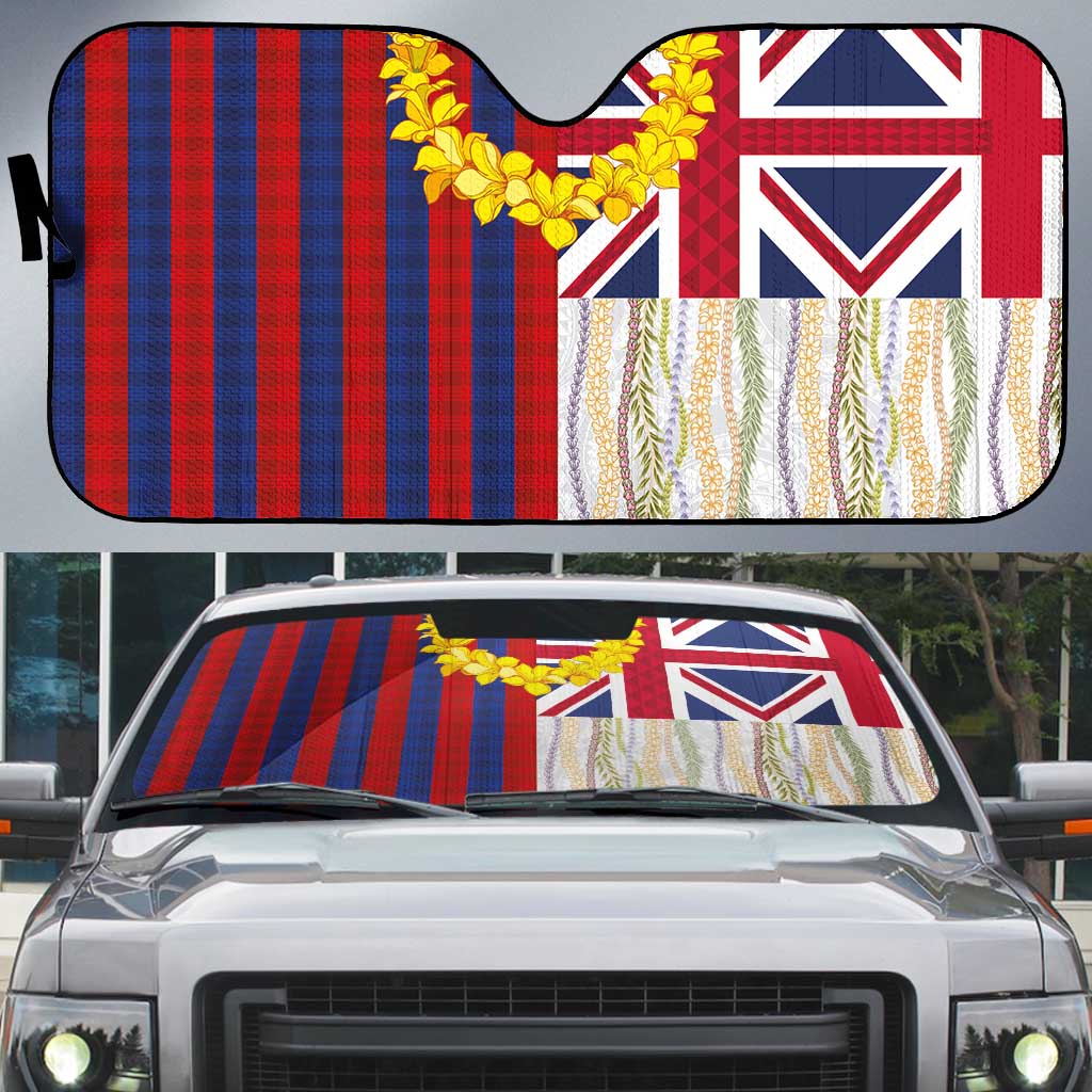 Hawaiian Tropical Plants Lei Auto Sun Shade National Flag Style - Polynesian Pride