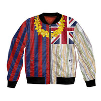 Hawaiian Tropical Plants Lei Bomber Jacket National Flag Style - Polynesian Pride