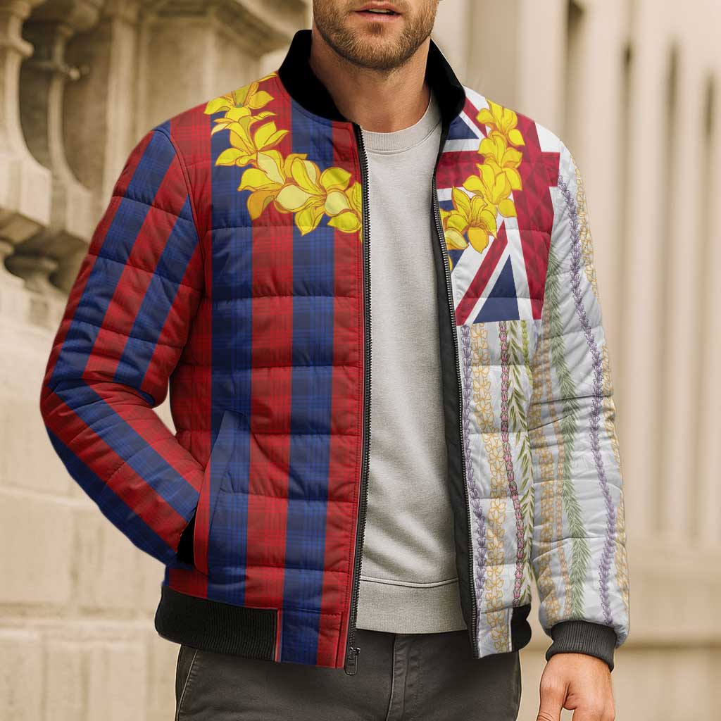 Hawaiian Tropical Plants Lei Bomber Puffer Jacket National Flag Style LT03 - Polynesian Pride