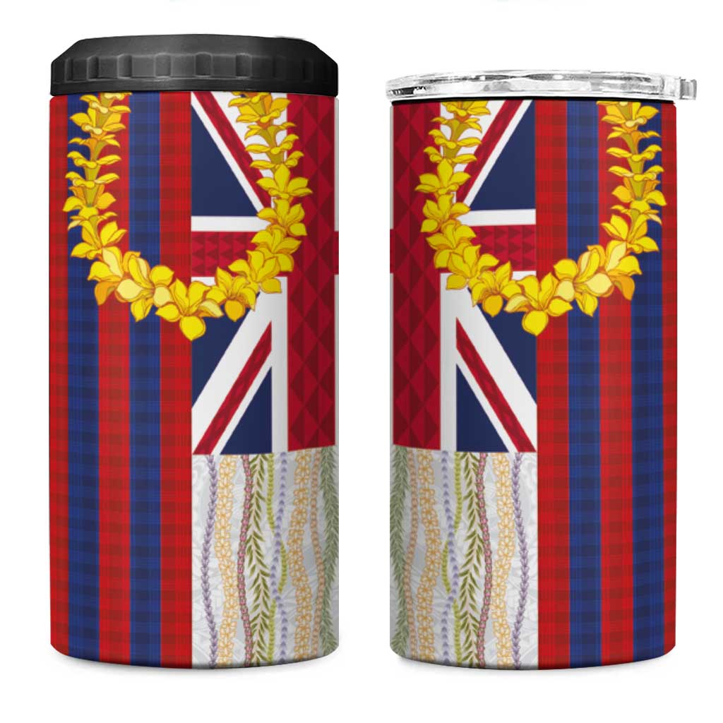 Hawaiian Tropical Plants Lei 4 in 1 Can Cooler Tumbler National Flag Style - Polynesian Pride