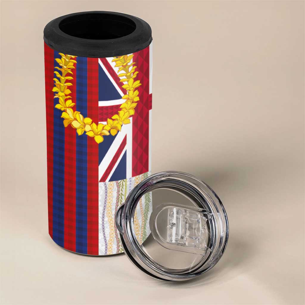Hawaiian Tropical Plants Lei 4 in 1 Can Cooler Tumbler National Flag Style - Polynesian Pride