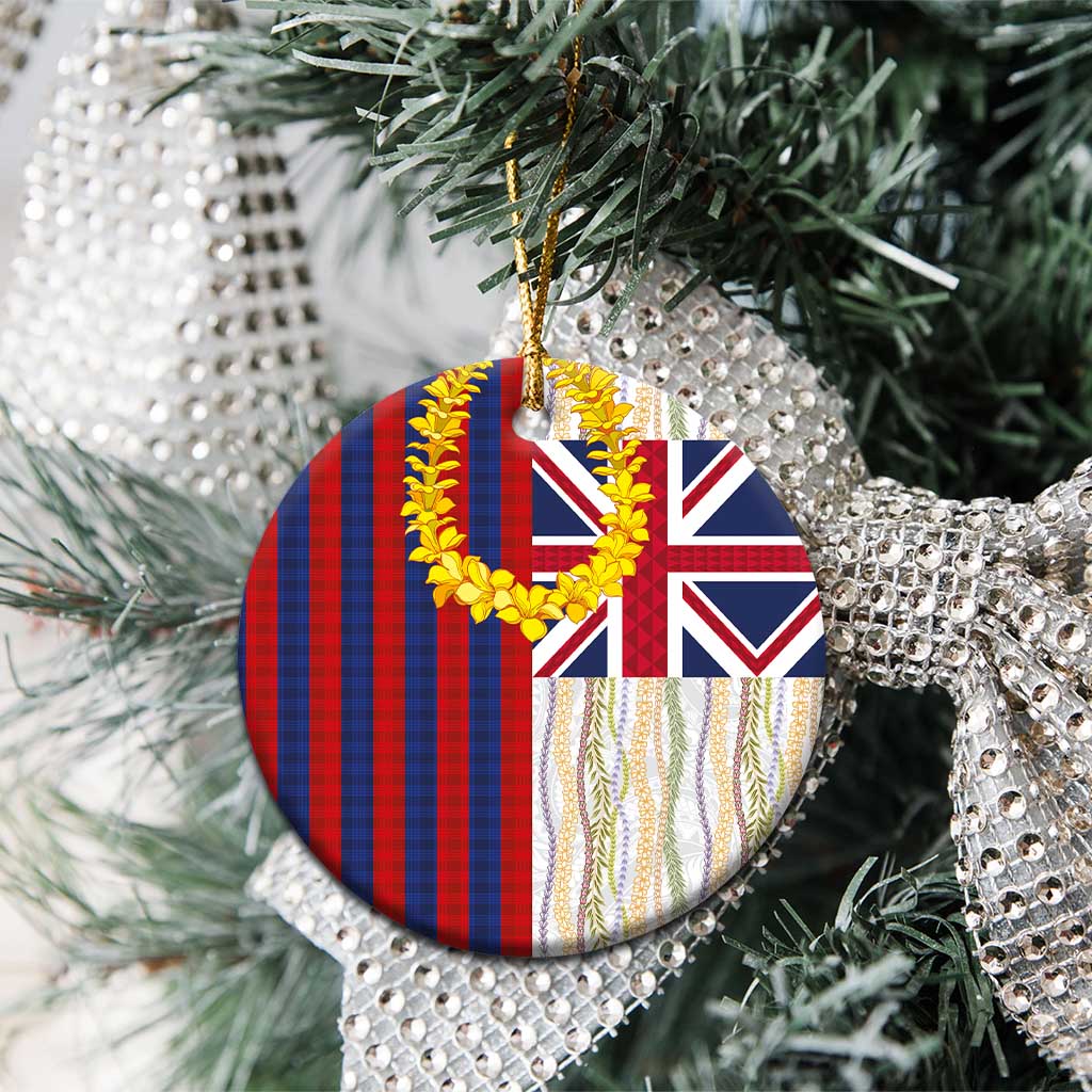 Hawaiian Tropical Plants Lei Ceramic Ornament National Flag Style - Polynesian Pride