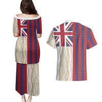 Hawaiian Tropical Plants Lei Couples Matching Puletasi and Hawaiian Shirt National Flag Style LT03 - Polynesian Pride