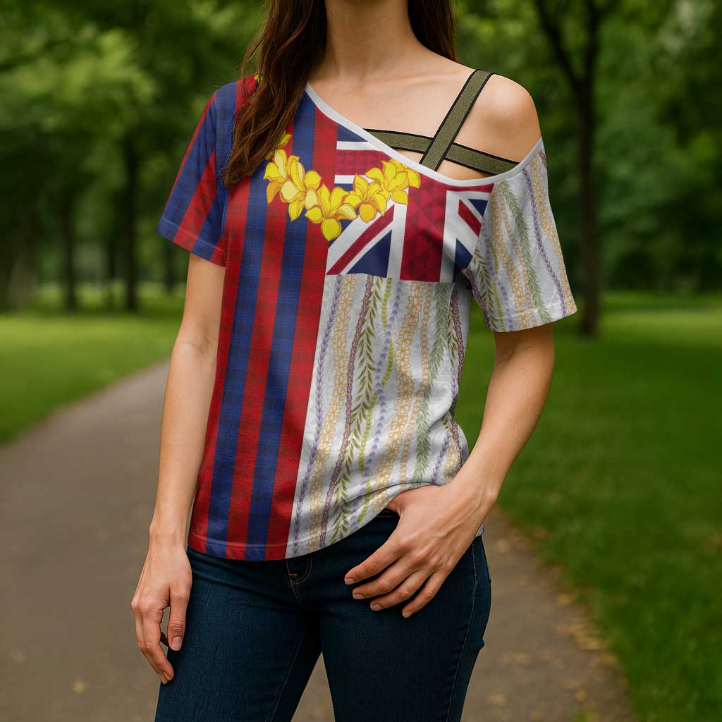 Hawaiian Tropical Plants Lei Cross Shoulder Shirt National Flag Style LT03 - Polynesian Pride