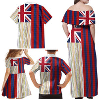Hawaiian Tropical Plants Lei Family Matching Off Shoulder Maxi Dress and Hawaiian Shirt National Flag Style - Polynesian Pride
