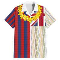 Hawaiian Tropical Plants Lei Family Matching Off Shoulder Short Dress and Hawaiian Shirt National Flag Style - Polynesian Pride