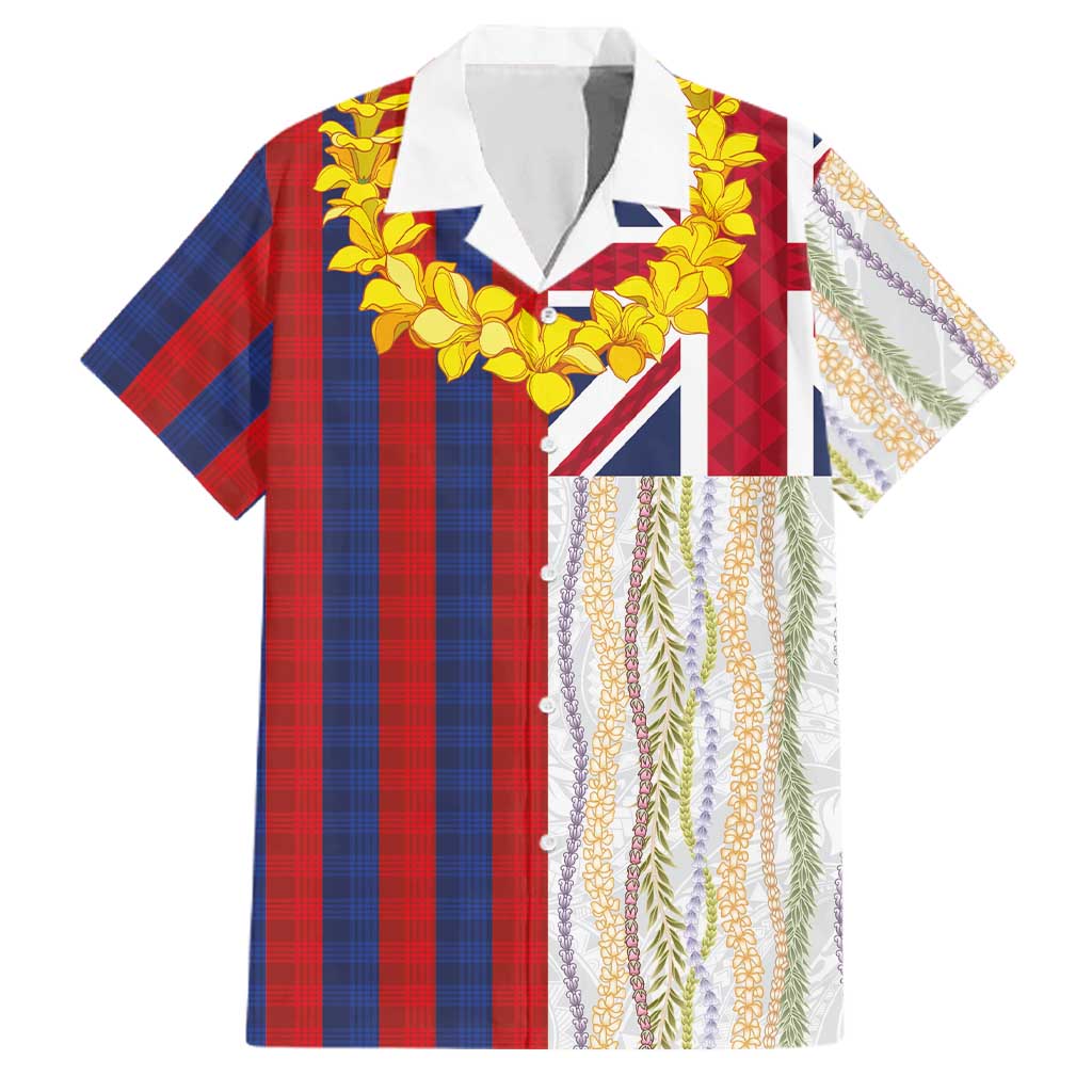 Hawaiian Tropical Plants Lei Family Matching Puletasi and Hawaiian Shirt National Flag Style - Polynesian Pride