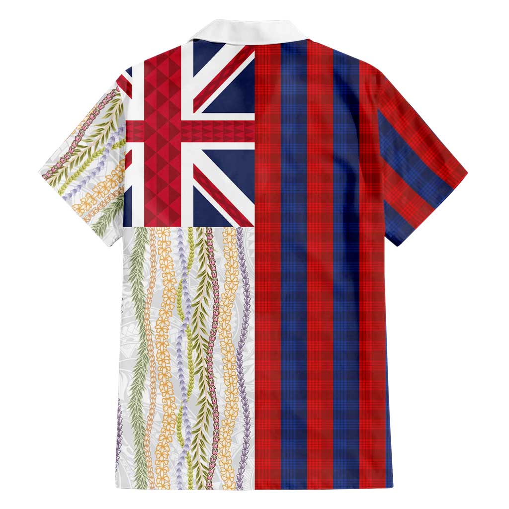 Hawaiian Tropical Plants Lei Family Matching Puletasi and Hawaiian Shirt National Flag Style - Polynesian Pride