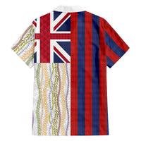 Hawaiian Tropical Plants Lei Family Matching Puletasi and Hawaiian Shirt National Flag Style - Polynesian Pride