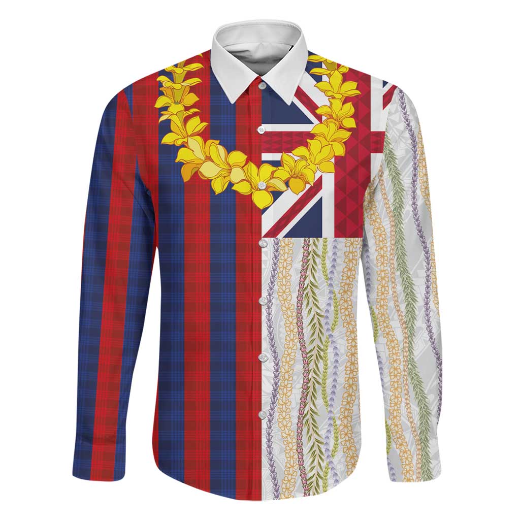 Hawaiian Tropical Plants Lei Family Matching Puletasi and Hawaiian Shirt National Flag Style - Polynesian Pride