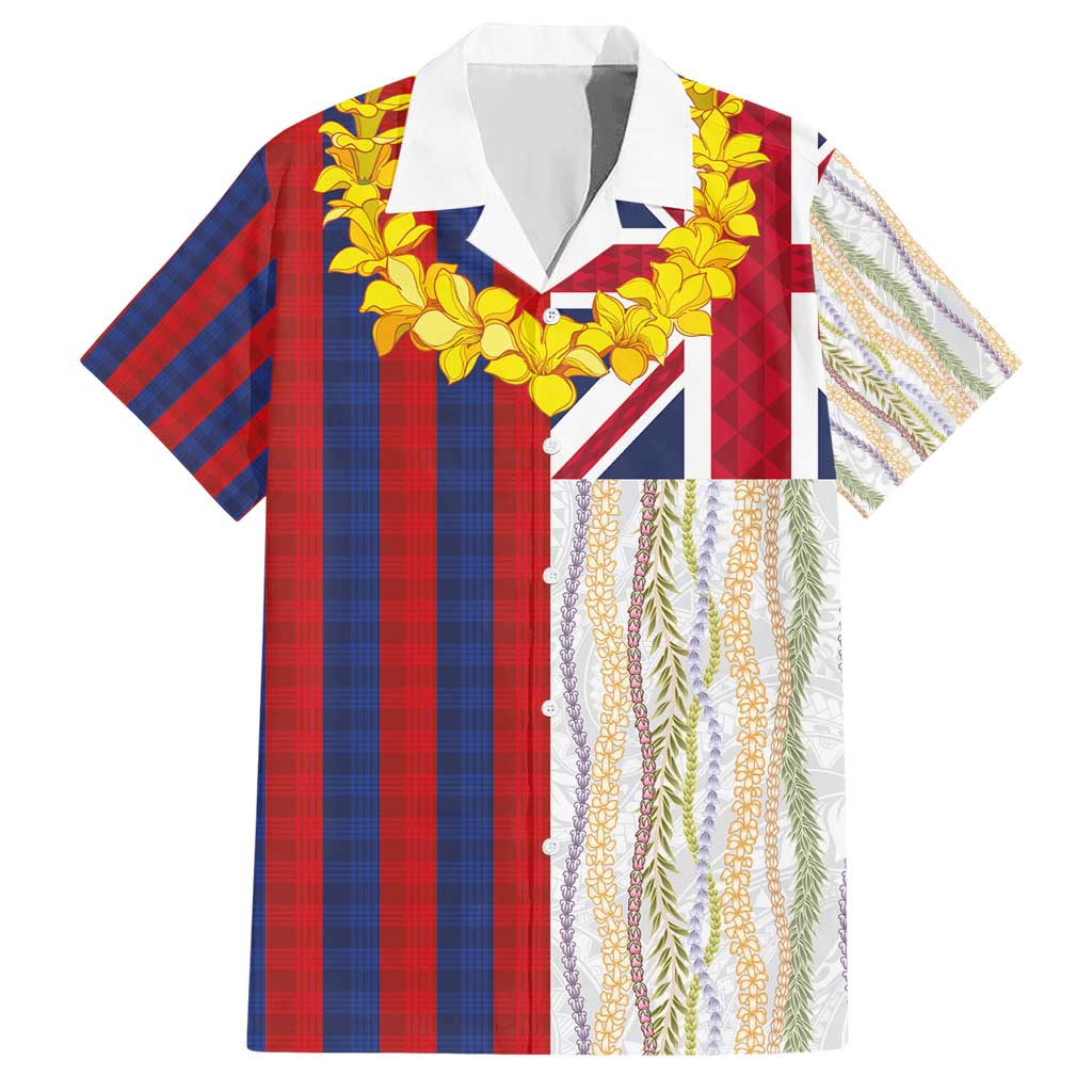 Hawaiian Tropical Plants Lei Family Matching Short Sleeve Bodycon Dress and Hawaiian Shirt National Flag Style - Polynesian Pride