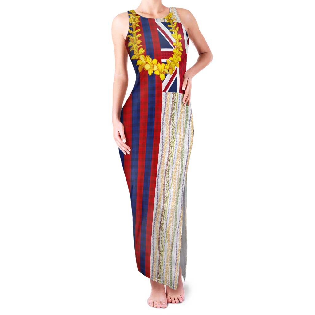 Hawaiian Tropical Plants Lei Family Matching Tank Maxi Dress and Hawaiian Shirt National Flag Style - Polynesian Pride