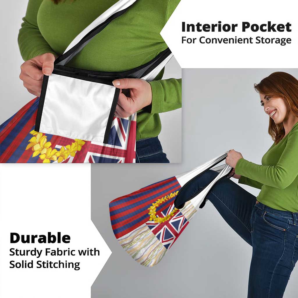 Hawaiian Tropical Plants Lei Grocery Bag National Flag Style - Polynesian Pride