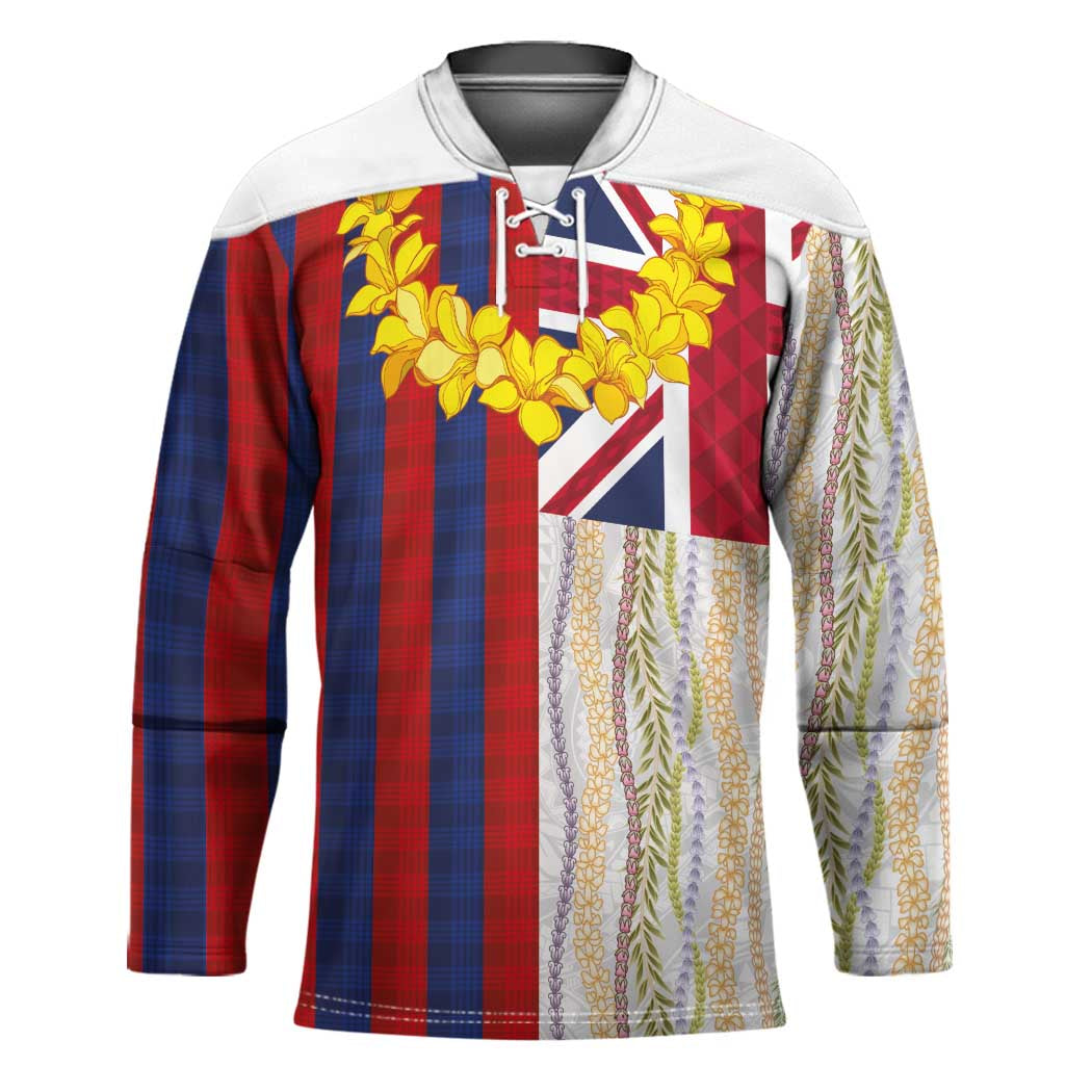 Hawaiian Tropical Plants Lei Hockey Jersey National Flag Style - Polynesian Pride