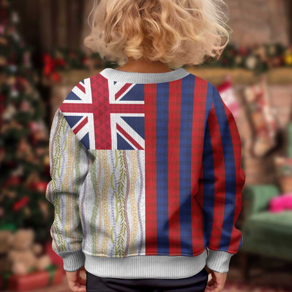 Hawaiian Tropical Plants Lei Kid Ugly Christmas Sweater National Flag Style - Polynesian Pride
