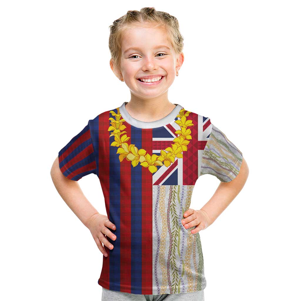 Hawaiian Tropical Plants Lei Kid T Shirt National Flag Style - Polynesian Pride