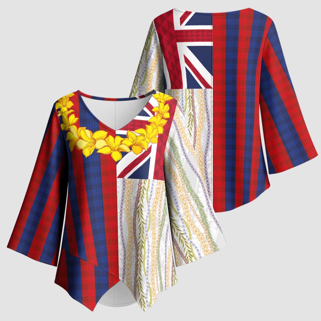 Hawaiian Tropical Plants Lei Kimono Sleeve Blouse National Flag Style LT03 - Polynesian Pride