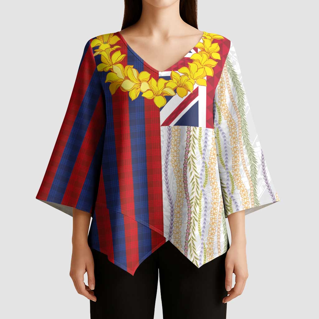 Hawaiian Tropical Plants Lei Kimono Sleeve Blouse National Flag Style LT03 - Polynesian Pride