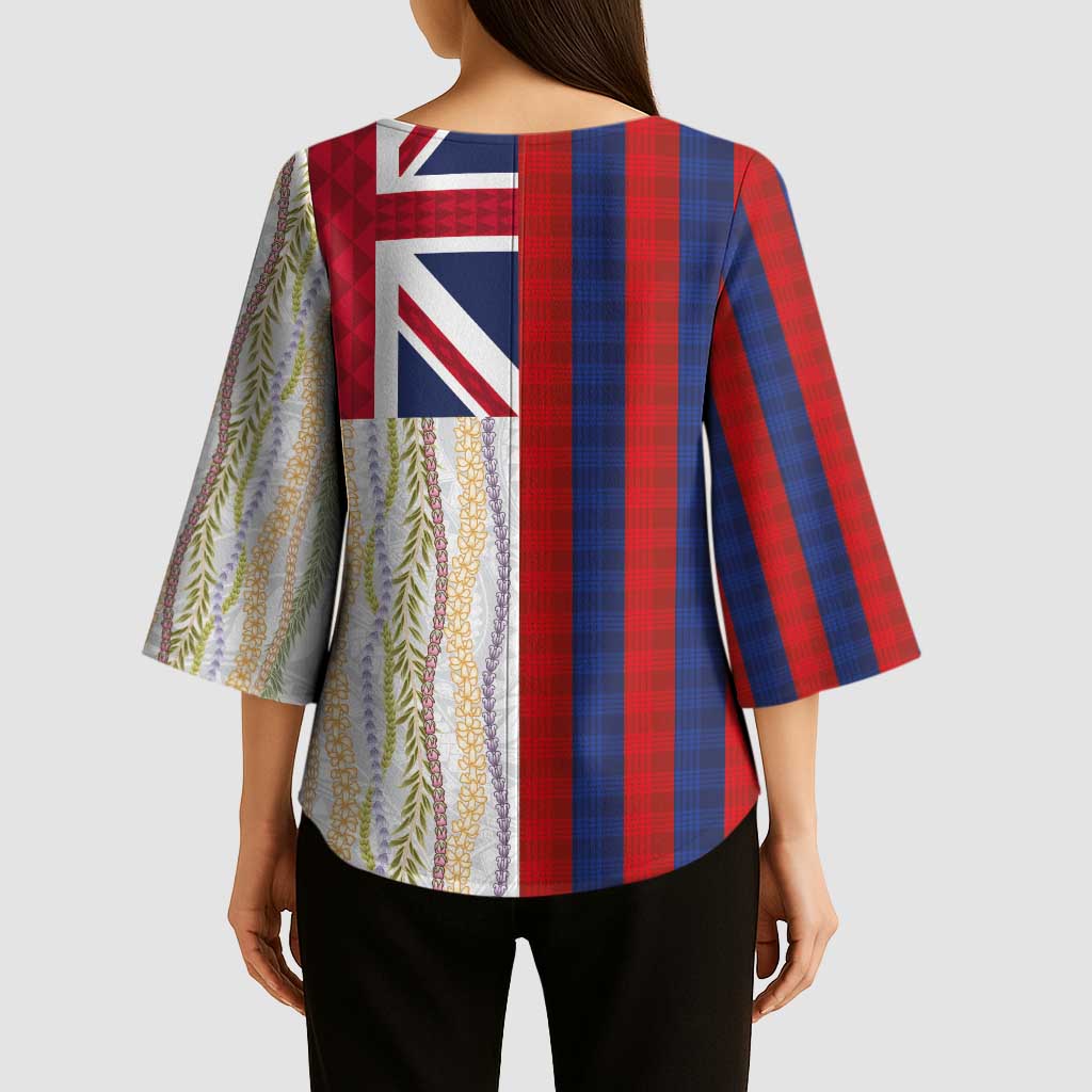 Hawaiian Tropical Plants Lei Kimono Sleeve Blouse National Flag Style LT03 - Polynesian Pride
