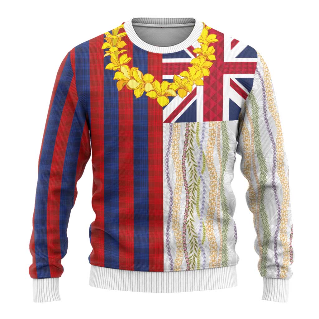Hawaiian Tropical Plants Lei Ugly Christmas Sweater National Flag Style - Polynesian Pride