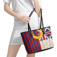 Hawaiian Tropical Plants Lei Leather Tote Bag National Flag Style - Polynesian Pride