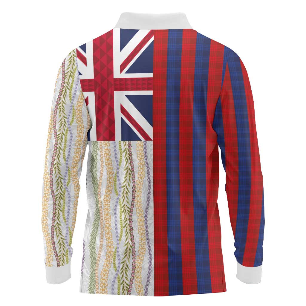 Hawaiian Tropical Plants Lei Long Sleeve Polo Shirt National Flag Style LT03 - Polynesian Pride