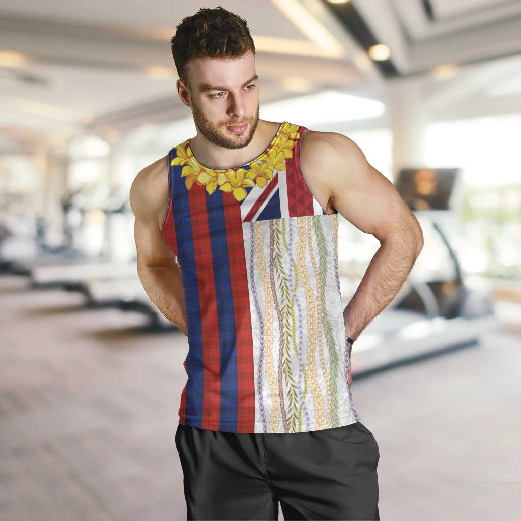Hawaiian Tropical Plants Lei Men Tank Top National Flag Style LT03 Multicolor - Polynesian Pride
