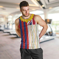 Hawaiian Tropical Plants Lei Men Tank Top National Flag Style LT03 Multicolor - Polynesian Pride