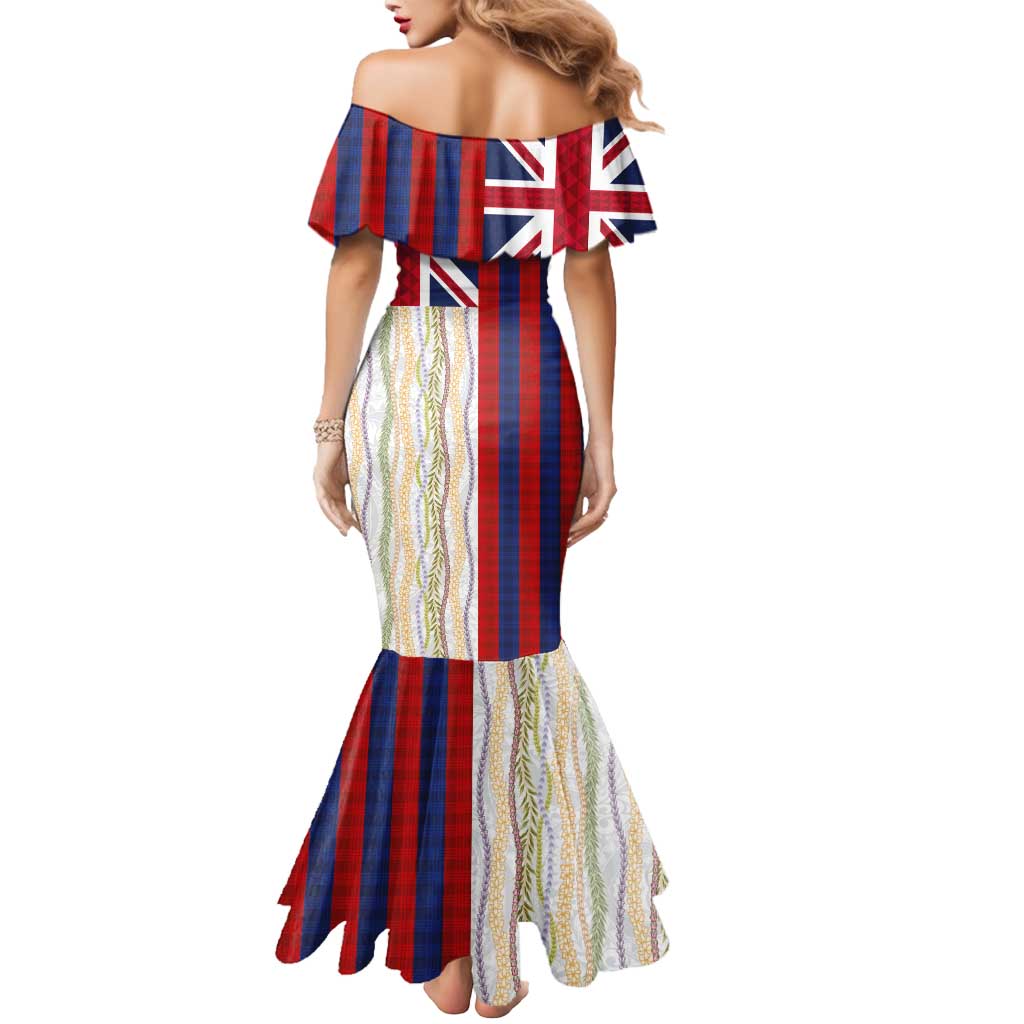 Hawaiian Tropical Plants Lei Mermaid Dress National Flag Style - Polynesian Pride