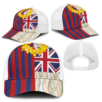 Hawaiian Tropical Plants Lei Mesh Trucker Cap National Flag Style - Polynesian Pride