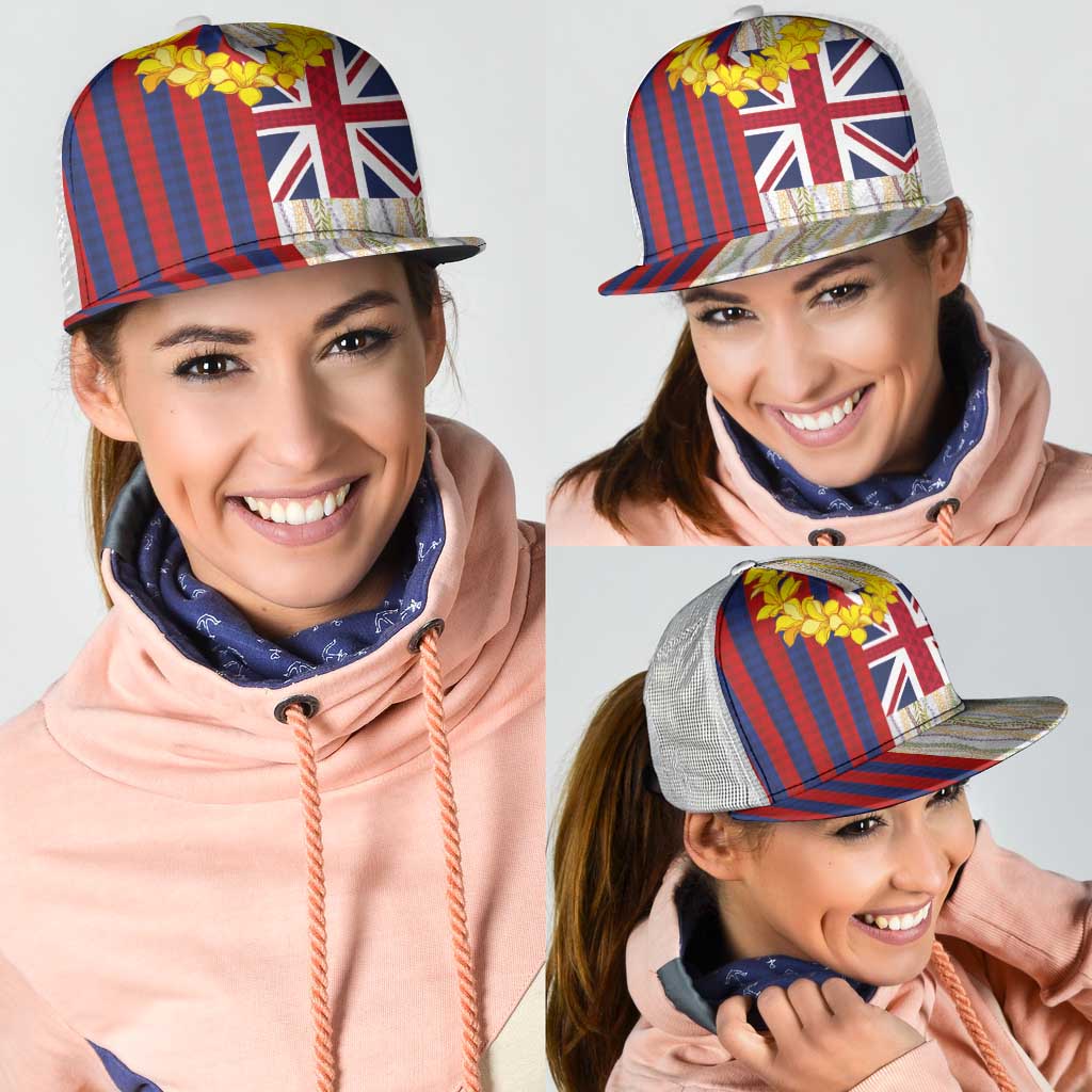 Hawaiian Tropical Plants Lei Mesh Trucker Cap National Flag Style - Polynesian Pride