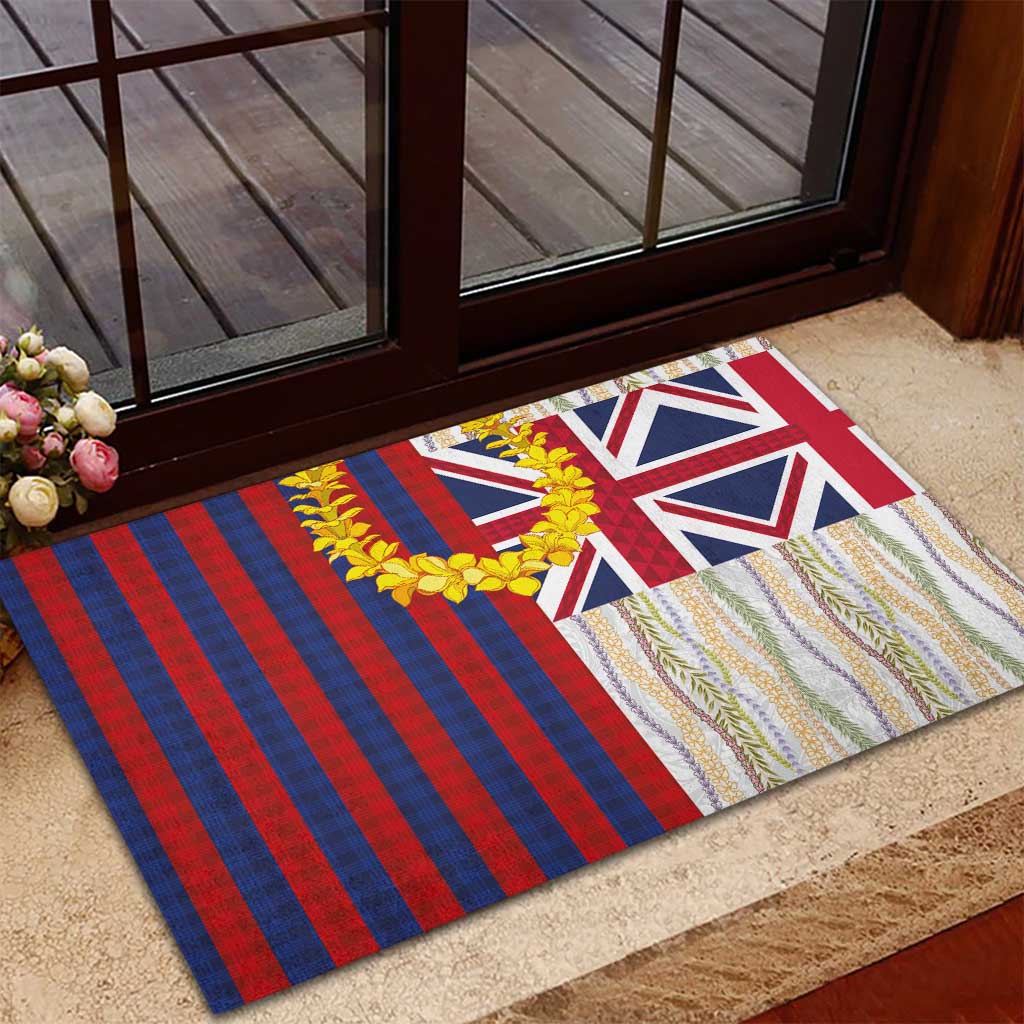 Hawaiian Tropical Plants Lei Rubber Doormat National Flag Style LT03 - Polynesian Pride