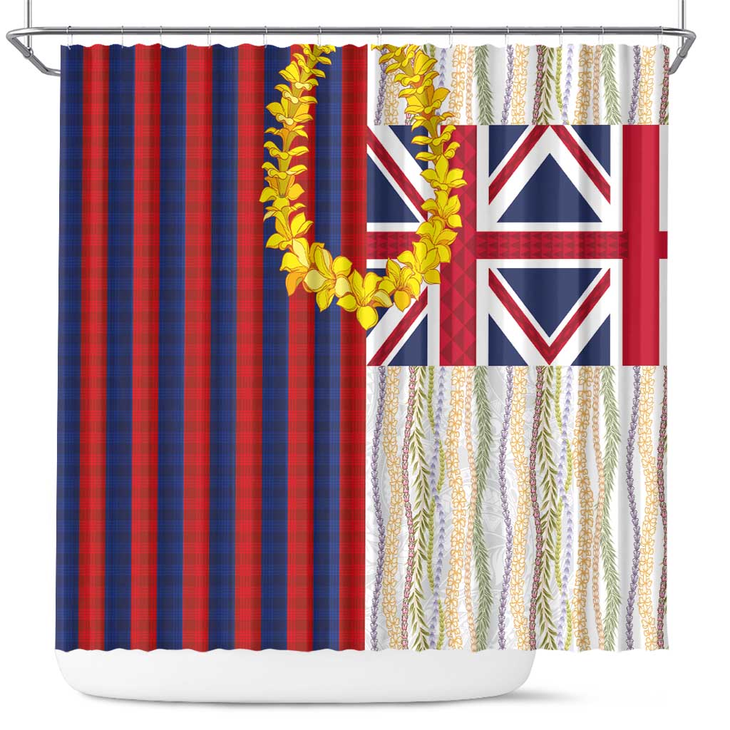 Hawaiian Tropical Plants Lei Shower Curtain National Flag Style - Polynesian Pride