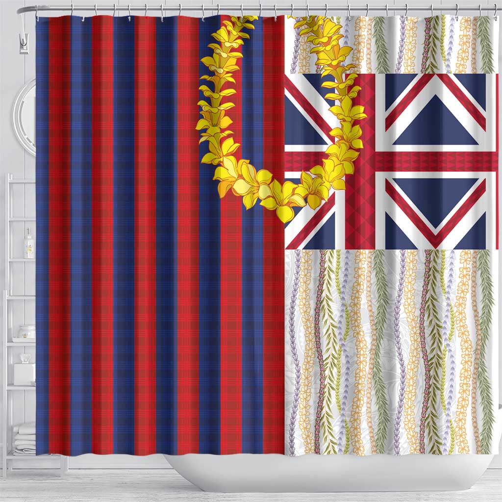 Hawaiian Tropical Plants Lei Shower Curtain National Flag Style - Polynesian Pride