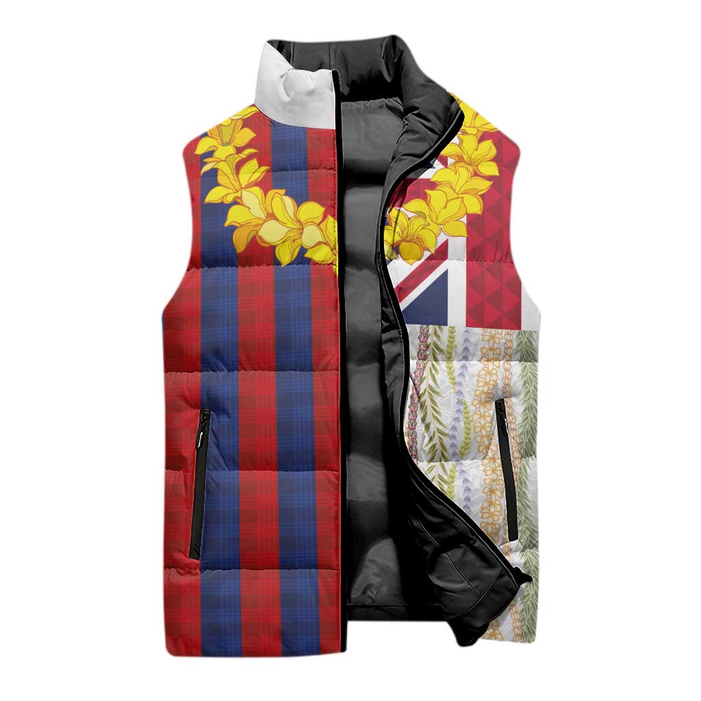 Hawaiian Tropical Plants Lei Sleeveless Puffer Jacket National Flag Style LT03 - Polynesian Pride