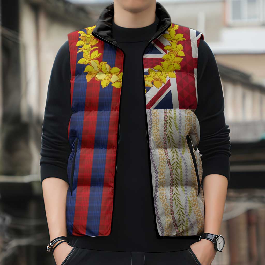 Hawaiian Tropical Plants Lei Sleeveless Puffer Jacket National Flag Style LT03 - Polynesian Pride