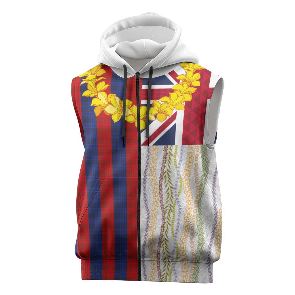 Hawaiian Tropical Plants Lei Sleeveless Zip Hoodie National Flag Style LT03 Multicolor - Polynesian Pride