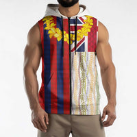 Hawaiian Tropical Plants Lei Sleeveless Zip Hoodie National Flag Style LT03 - Polynesian Pride