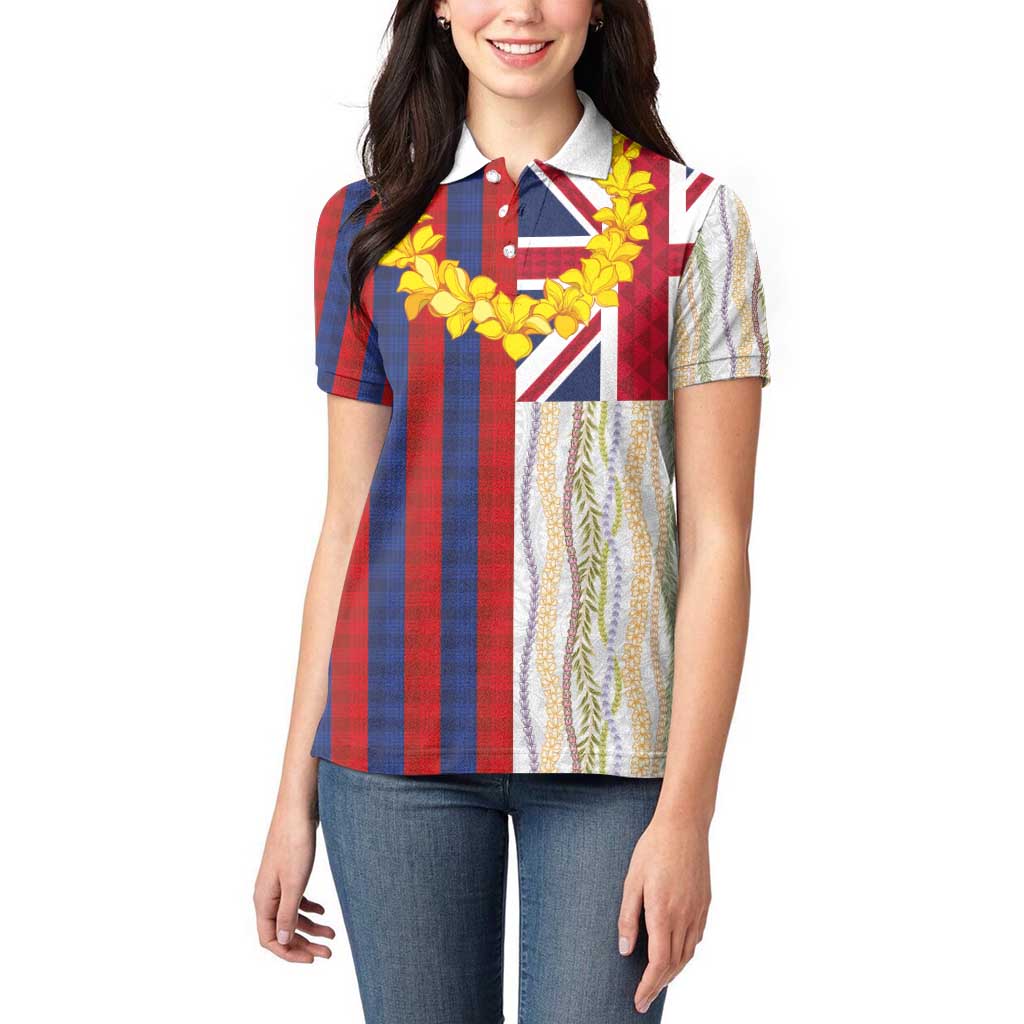 Hawaiian Tropical Plants Lei Women Polo Shirt National Flag Style - Polynesian Pride