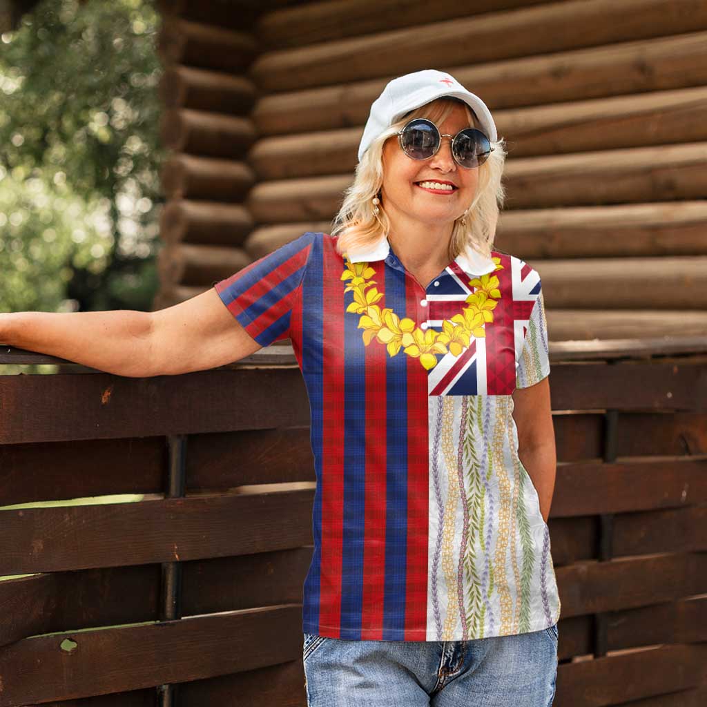 Hawaiian Tropical Plants Lei Women Polo Shirt National Flag Style - Polynesian Pride