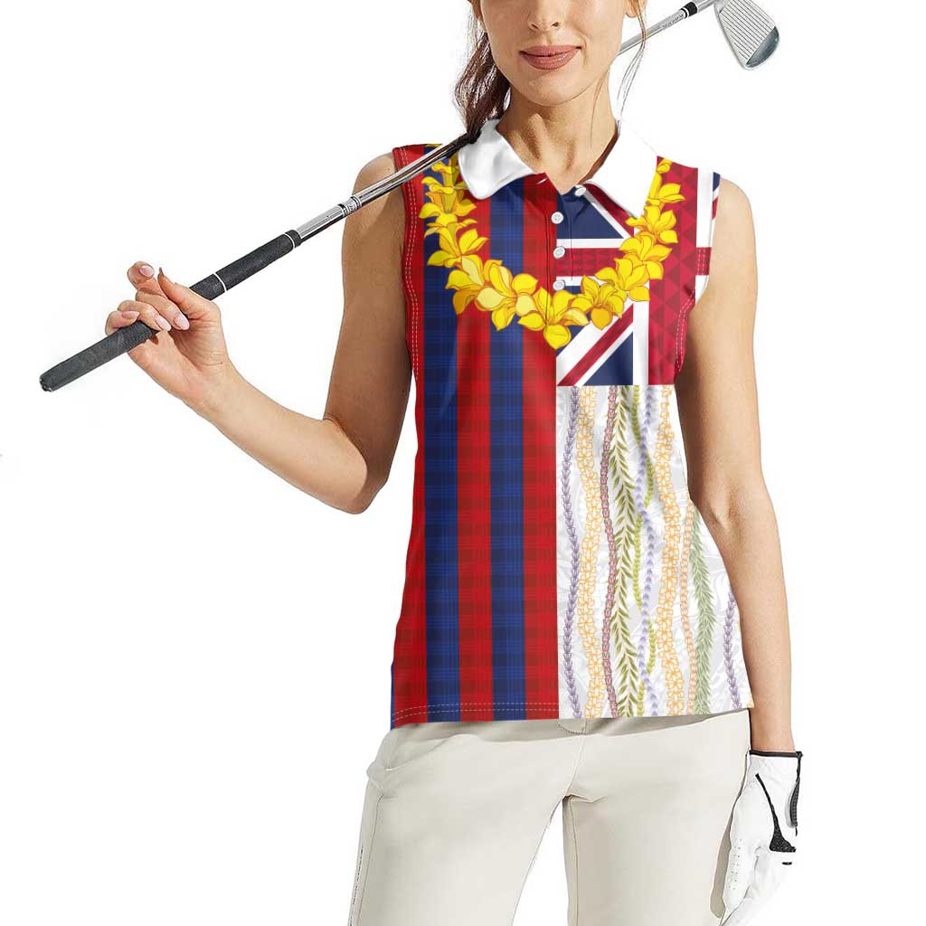 Hawaiian Tropical Plants Lei Women Sleeveless Polo Shirt National Flag Style LT03 - Polynesian Pride