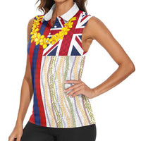 Hawaiian Tropical Plants Lei Women Sleeveless Polo Shirt National Flag Style LT03 - Polynesian Pride