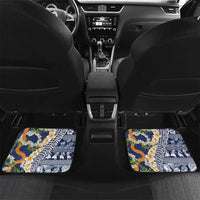 Hawaiian Plumeria Lei Car Mats Kakau Motifs and Palaka Half Style Blue Color - Polynesian Pride