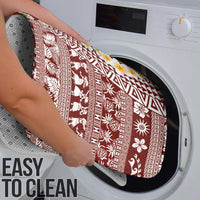 Hawaiian Plumeria Lei Bathroom Set Kakau Motifs and Palaka Half Style Red Color - Polynesian Pride