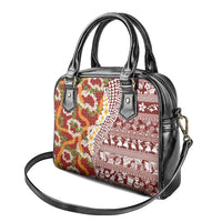 Hawaiian Plumeria Lei Shoulder Handbag Kakau Motifs and Palaka Half Style Red Color LT03 - Polynesian Pride