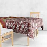 Hawaiian Plumeria Lei Tablecloth Kakau Motifs and Palaka Half Style Red Color LT03 - Polynesian Pride