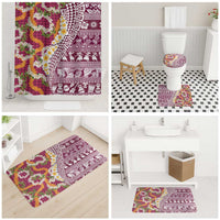 Hawaiian Plumeria Lei Bathroom Set Kakau Motifs and Palaka Half Style Pink Color LT03 - Polynesian Pride